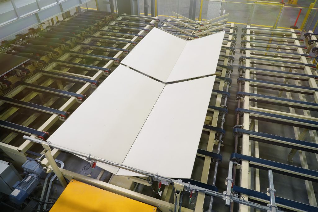 Production line of gypsum board for construction. Plant for the production of construction materials